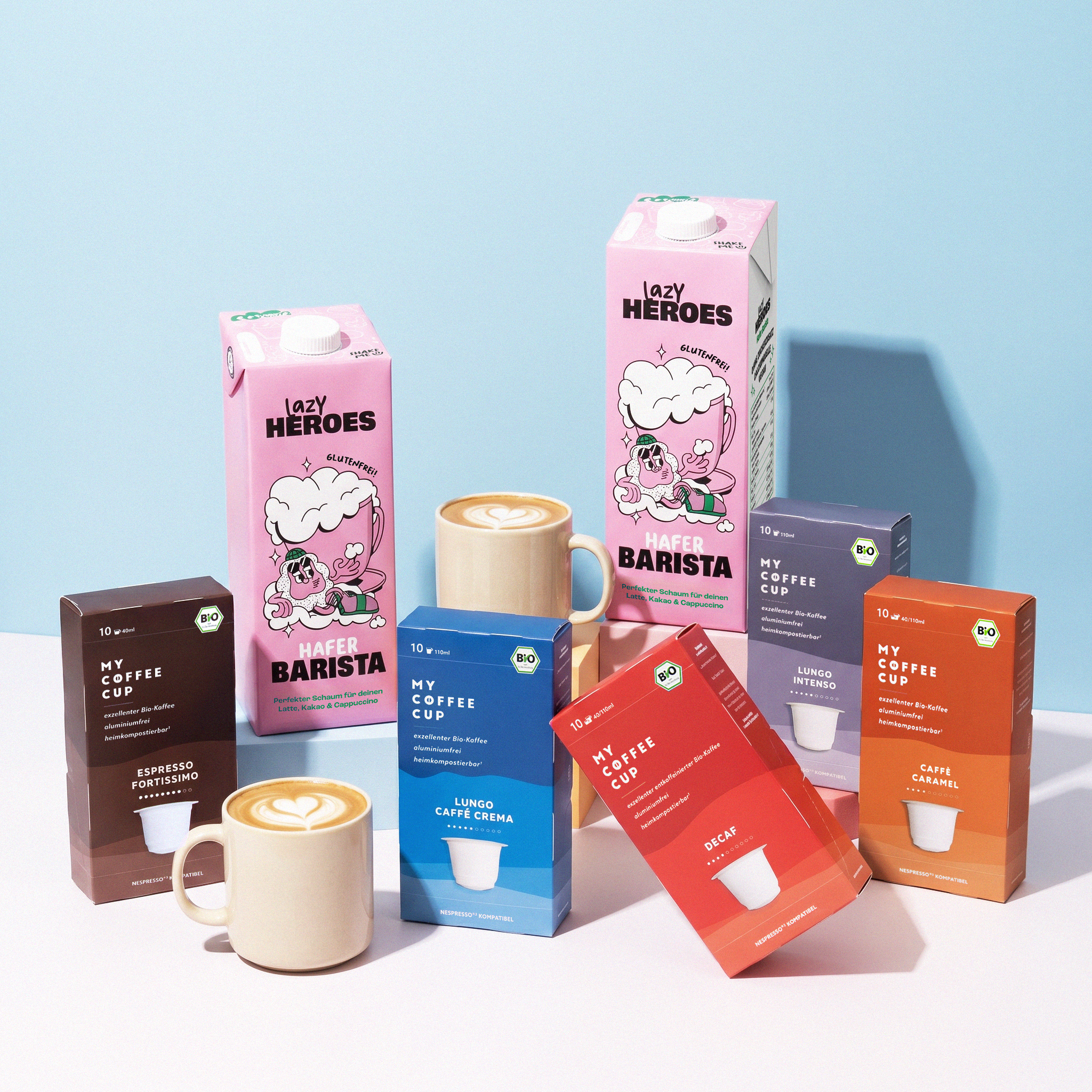 Day & Night Coffee Box, Kapseln und Hafer Barista fotografiert