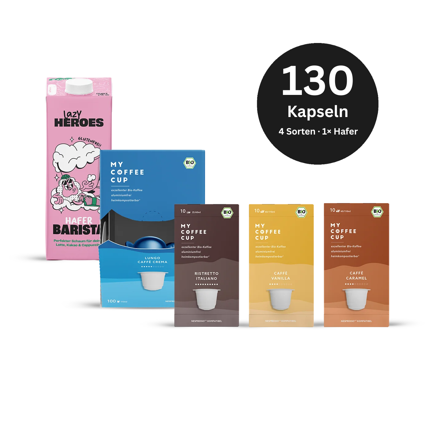 Sweet Coffee Indulgence Box mit Caffè Crema Mega Box, Caramel, Vanilla, Ristretto und Hafer Barista