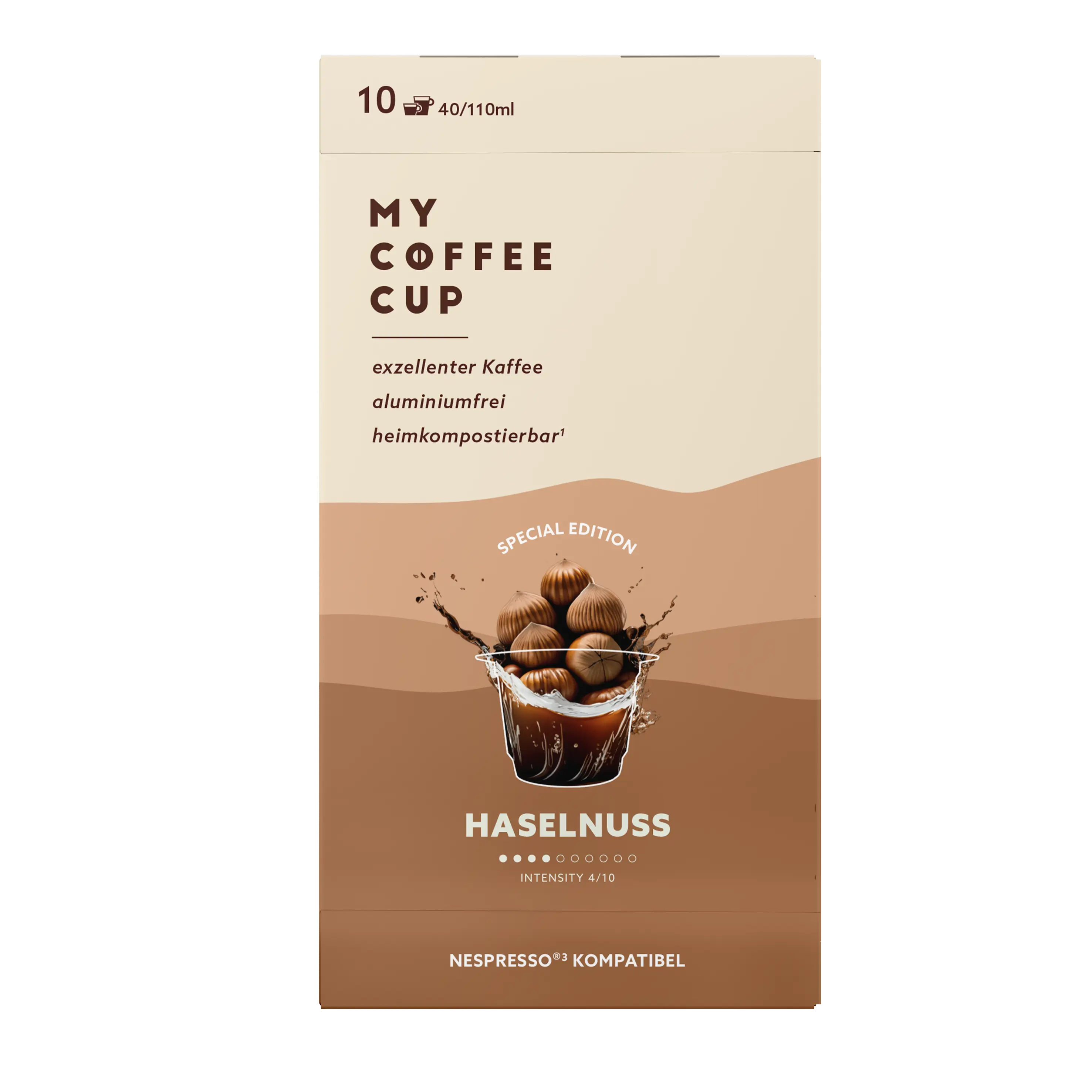 Haselnuss-Aroma Kaffeekapseln für Nespresso®³ von MY COFFEE CUP Haselnuss-Aroma Kaffeekapseln für Nespresso®³ von MY COFFEE CUP